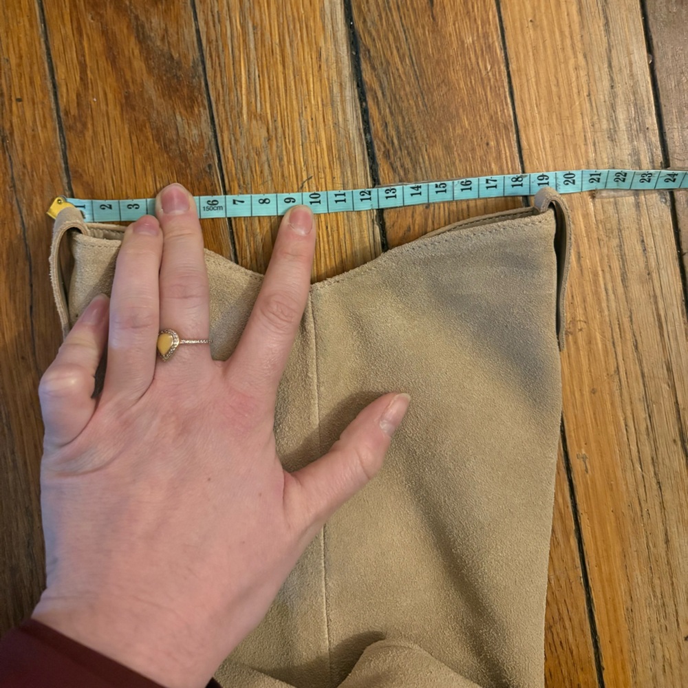 Women’s Tan Suede Tall Vince Camuto Afelia Wood Heel Boots NEW Size 9.5M - Picture 11 of 12